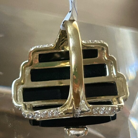 Rarities Carol Brodie Black ONYX White Topaz & Zircon Ring 7 NWT - Picture 6 of 8